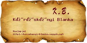 Köröskényi Blanka névjegykártya